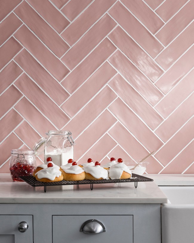 Cloe 5" x 5" Ceramic Tile in Pink Pink kitchen, Kitchen design